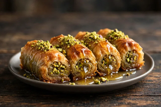 Pistachio Baklava Rolls