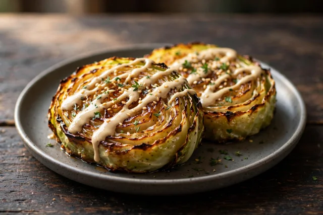 Roasted Cabbage Steaks with Tahini