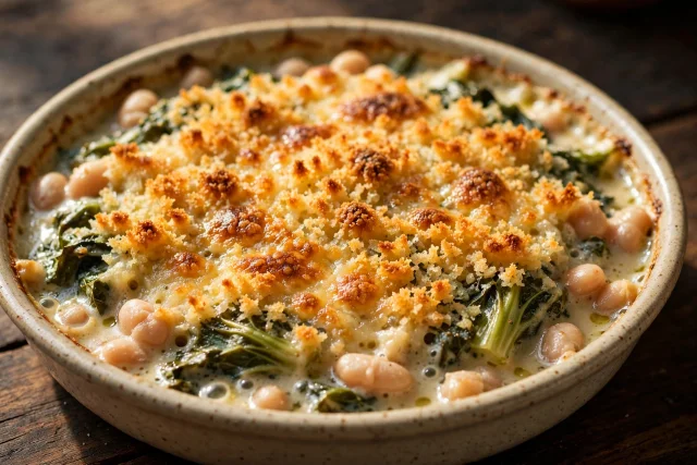 Escarole and White Bean Gratin