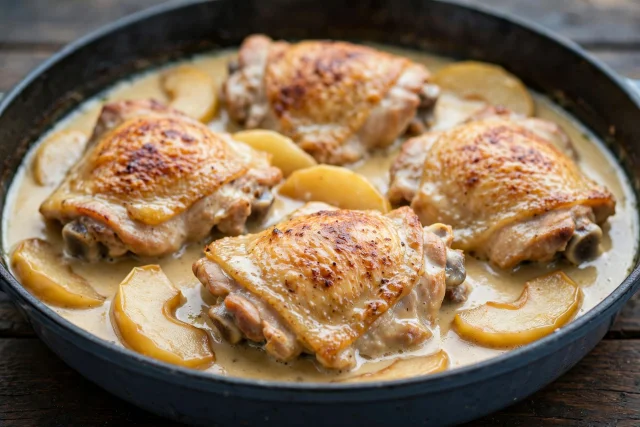 Normandy chicken with apples and cider cream