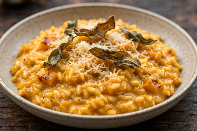 Pumpkin risotto with sage brown butter
