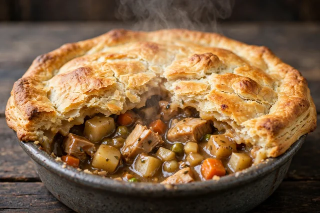 Harvest pot pie with biscuit crust