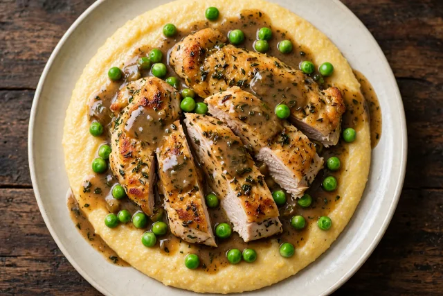 Herb turkey cutlets with polenta