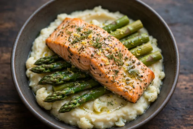 Lemon herb salmon with asparagus