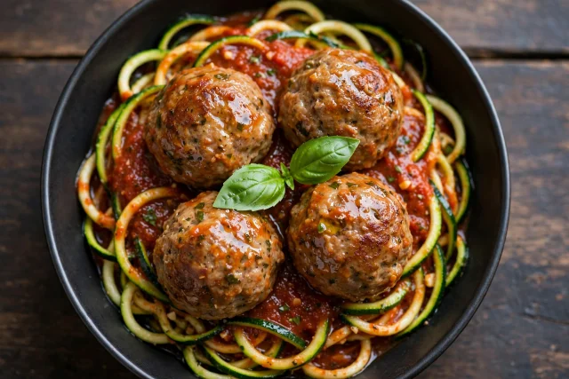 Turkey meatballs with zucchini noodles