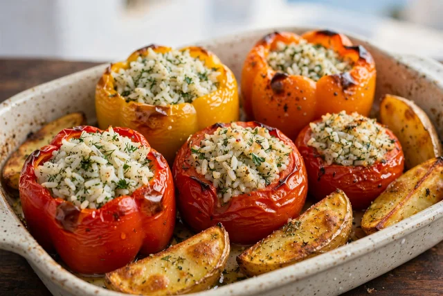 Gemista stuffed peppers and tomatoes
