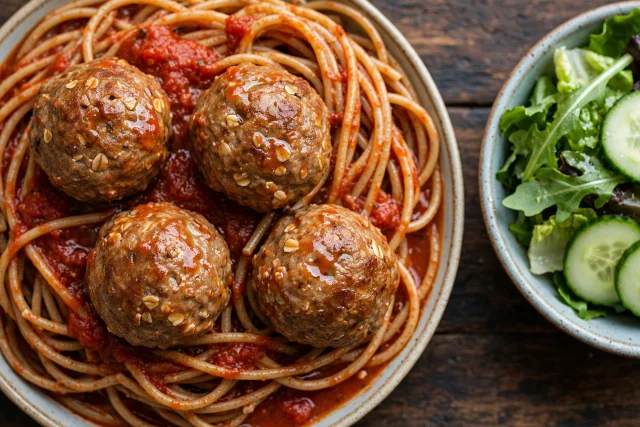 Turkey meatballs with marinara and spaghetti