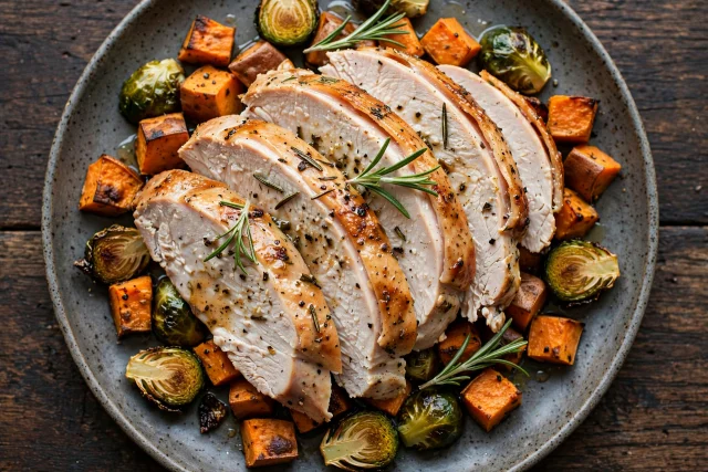 Herb roast turkey with sweet potato