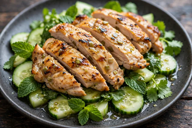 Lemongrass chicken with herb salad