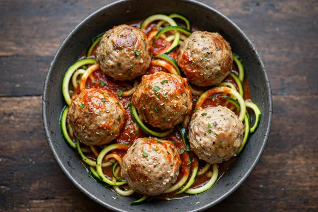 Turkey meatballs with zucchini noodles