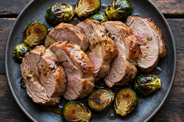 Pork tenderloin with Brussels sprouts