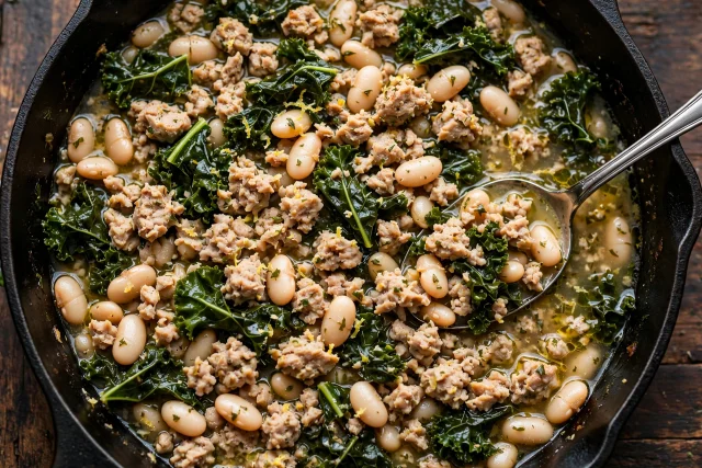 Turkey white bean kale skillet
