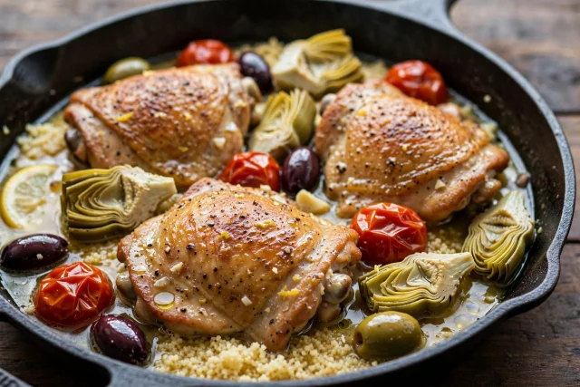 Chicken artichoke olive skillet