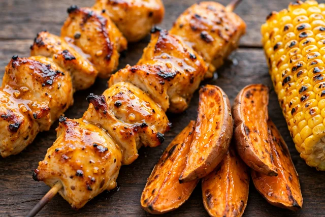 Anticucho skewers with sweet potato