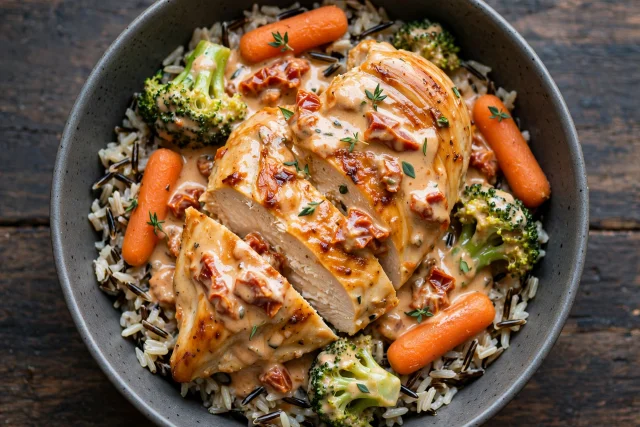 Tuscan chicken with wild rice
