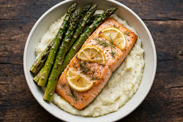 Lemon herb salmon with asparagus