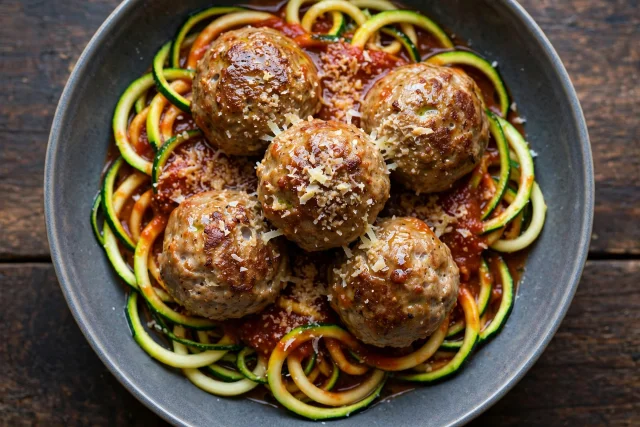 Turkey meatballs with zucchini noodles