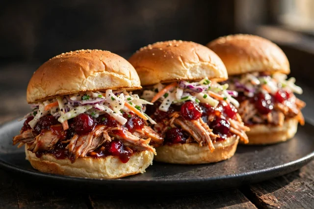 Cranberry Barbecue Pulled Turkey Sliders